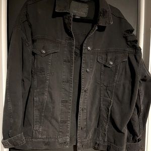 American Eagle oversized distressed denim jacket